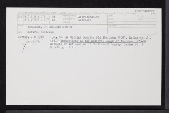 Aberdeen, 32 College Bounds, NJ90NW 106, Ordnance Survey index card, Recto