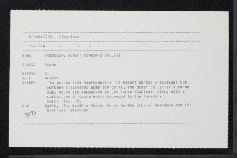 Aberdeen, Robert Gordon's College, NJ90NW 230, Ordnance Survey index card, Recto