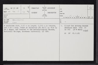 Belhelvie, NJ91NW 16, Ordnance Survey index card, page number 1, Recto