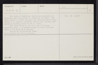 Knockhall Castle, NJ92NE 2, Ordnance Survey index card, page number 2, Verso