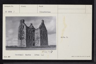 Knockhall Castle, NJ92NE 2, Ordnance Survey index card, Recto