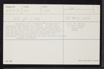 Cross-Stone, NJ92NE 13, Ordnance Survey index card, Recto