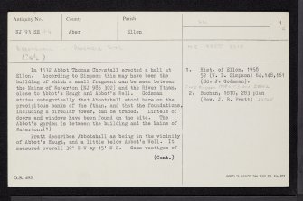 'Abbotshall', NJ93SE 24, Ordnance Survey index card, page number 1, Recto