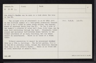 'Abbotshall', NJ93SE 24, Ordnance Survey index card, page number 2, Verso