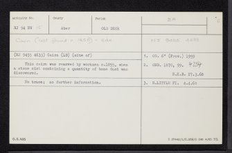 North Kirkhill, NJ94NW 15, Ordnance Survey index card, Recto
