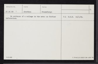 Fraserburgh, College Bounds, NJ96NE 6, Ordnance Survey index card, page number 2, Verso