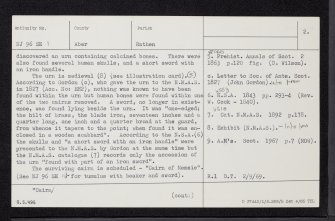 Cairns Of Memsie, NJ96SE 1, Ordnance Survey index card, page number 2, Verso