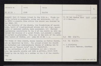 Forvie Church, NK02NW 1, Ordnance Survey index card, page number 2, Verso