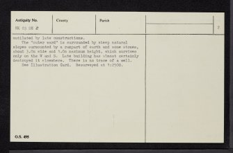 Old Slains Castle, NK03SE 2, Ordnance Survey index card, page number 2, Verso