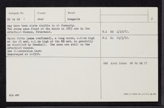 Cairn Catto, NK04SE 3, Ordnance Survey index card, page number 2, Verso