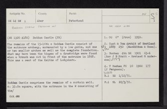 Boddam Castle, NK14SW 2, Ordnance Survey index card, page number 1, Recto