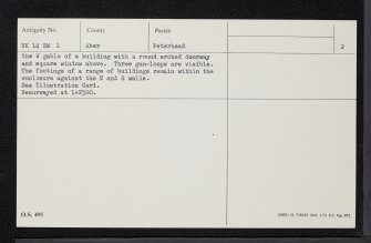 Boddam Castle, NK14SW 2, Ordnance Survey index card, page number 2, Verso