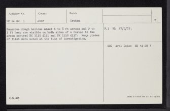 Den Of Boddam, NK14SW 3, Ordnance Survey index card, page number 2, Verso