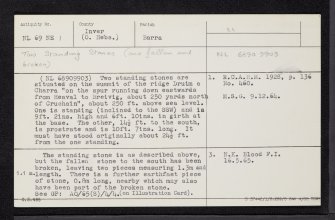 Barra, Brevig, Druim A' Charra, NL69NE 1, Ordnance Survey index card, Recto