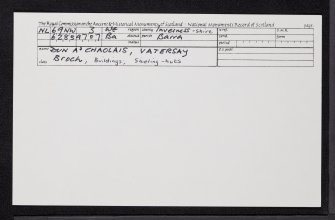 Vatersay, Dun A' Chaolais, NL69NW 3, Ordnance Survey index card, Recto