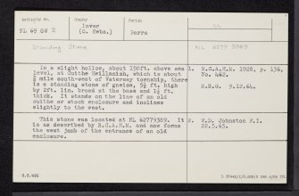 Vatersay, Cuithe Heillanish, NL69SW 2, Ordnance Survey index card, Recto