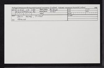 Tiree, Dun Beag, NM04NW 10, Ordnance Survey index card, Recto