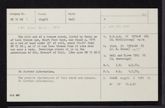 Coll, Breachacha, NM15SE 3, Ordnance Survey index card, Recto