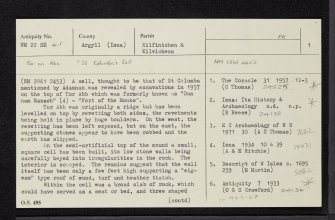 Iona Monastery, Torr An Aba, NM22SE 4.1, Ordnance Survey index card, page number 1, Recto