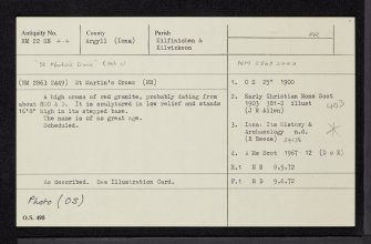 Iona, St Martin's Cross, NM22SE 4.4, Ordnance Survey index card, Recto