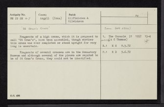 Iona, St Oran's Cross, NM22SE 4.7, Ordnance Survey index card, Recto