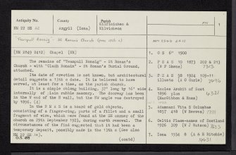 Iona, St Ronan's Church, NM22SE 22, Ordnance Survey index card, page number 1, Recto