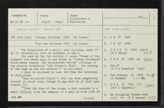 Iona, Cobhain Cuildich, NM22SE 24, Ordnance Survey index card, page number 1, Recto