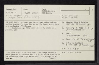 Iona, Port An Fhir-Bhreige, NM22SE 31, Ordnance Survey index card, page number 1, Recto