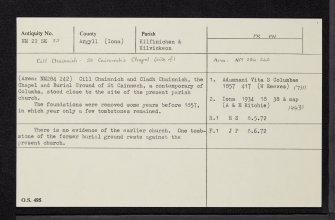 Iona, Cill Chainnich, NM22SE 33, Ordnance Survey index card, Recto