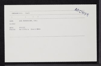 Coll, Dun Morbhaidh, NM26SW 12, Ordnance Survey index card, Recto