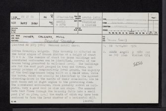 Mull, Calgary, Cruach Sleibhe, NM35SE 26, Ordnance Survey index card, page number 1, Recto