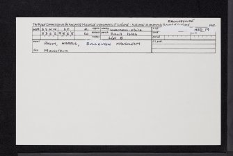 Rum, Harris, Bullough Mausoleum, NM39NW 60, Ordnance Survey index card, Recto