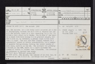 Dun Auladh, Mull, NM45SW 2, Ordnance Survey index card, page number 1, Recto