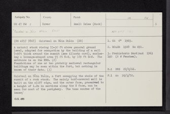 Muck, Caisteal An Duin Bhain, NM47NW 2, Ordnance Survey index card, page number 1, Recto