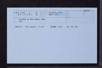 Muck, Caisteal An Duin Bhain, NM47NW 2, Ordnance Survey index card, Recto
