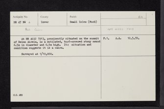 Muck, Beinn Airein, NM47NW 4, Ordnance Survey index card, Recto