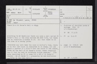 Eigg, St Donan's Well, NM48NE 20, Ordnance Survey index card, page number 1, Recto