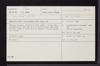 Eigg, Crois Moraig, NM48SE 3, Ordnance Survey index card, Recto