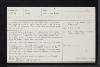 Rum, Bagh Na H-Uamha, NM49NW 1, Ordnance Survey index card, Recto