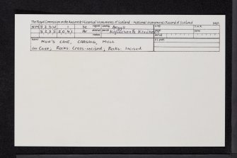 Mull, Carsaig, Nun's Cave, NM52SW 1, Ordnance Survey index card, Recto