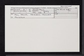 Mull, Gruline, Macquarie's Mausoleum, NM53NW 8, Ordnance Survey index card, Recto