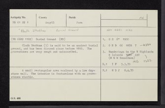 Garvellachs, Garbh Eileach, Cladh Dhubhan, NM61SE 1, Ordnance Survey index card, Recto