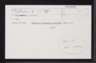 Garvellachs, Dun Chonaill, NM61SE 3, Ordnance Survey index card, Recto