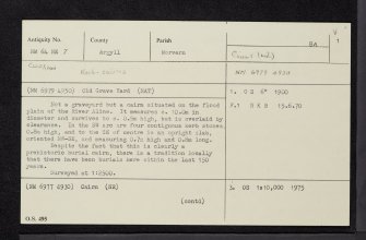 Claggan, NM64NE 7, Ordnance Survey index card, page number 1, Recto