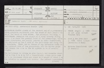 Ardtornish Castle, NM64SE 1, Ordnance Survey index card, page number 1, Recto
