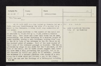 Loch Sunart, Dun Ghallain, NM66SW 5, Ordnance Survey index card, page number 1, Recto
