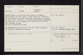 Castle Tioram, NM67SE 1, Ordnance Survey index card, page number 2, Verso