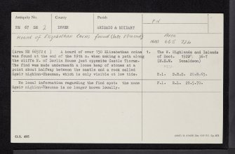 Cul Doirlinn, Dorlin House, NM67SE 2, Ordnance Survey index card, Recto