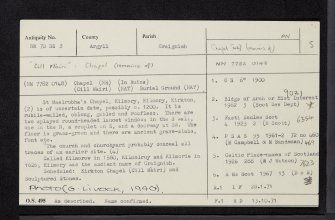 Craignish, Old Parish Church, NM70SE 3, Ordnance Survey index card, Recto