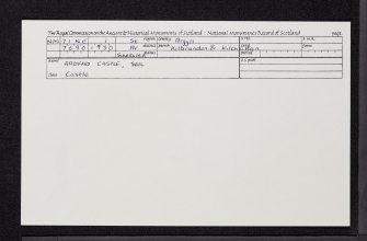 Seil, Ardfad Castle, NM71NE 1, Ordnance Survey index card, Recto
